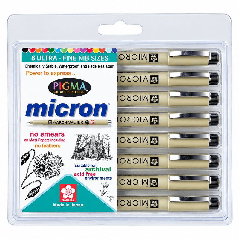 SAKURA MICRON BLACK 8PCS SET SAKURA MICRON BLACK 8PCS SET
