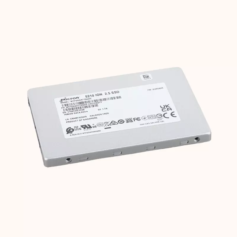 Micron Solid State Drive (SSD) FLASH - NAND (QLC) 7.68TB SATA III 2.5"  (MTFDDAK7T6QDE-2AV1ZABYY)