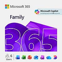 Microsoft 365 Family – 6 Users, 6TB Cloud – 12-Month Subscription (Email Delivery in 2hours)
