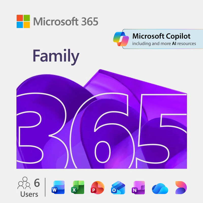 Microsoft 365 Family – 6 Users, 6TB Cloud – 12-Month Subscription (Email Delivery in 2hours)