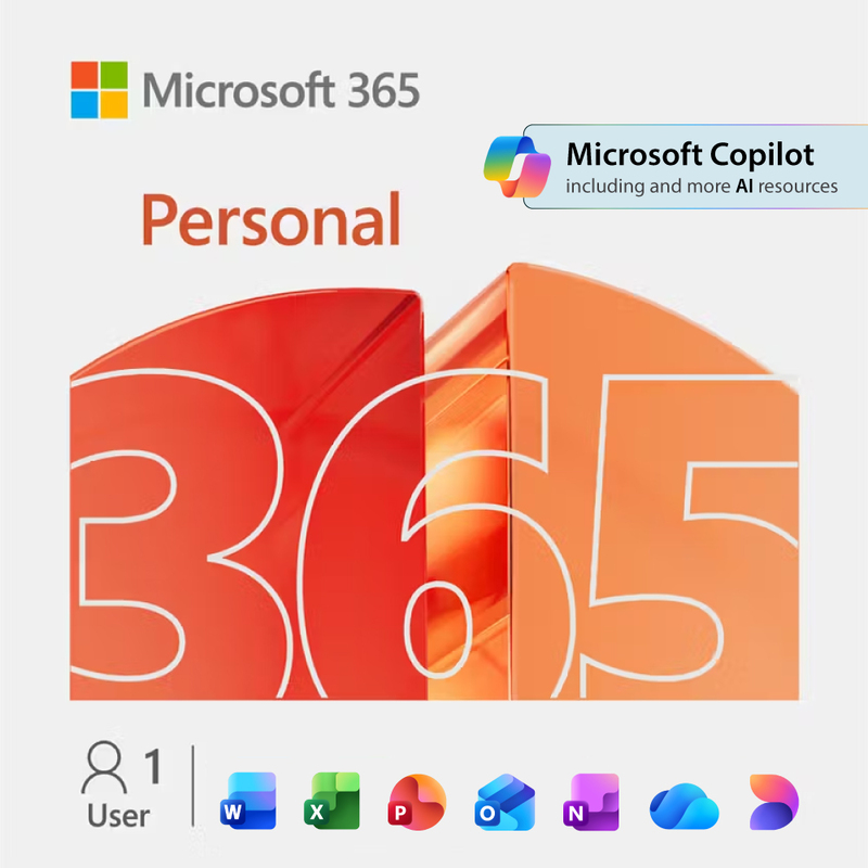 Microsoft 365 Personal - 1 User - 1 TB of cloud storage - Advanced security - Innovative apps with AI - 12-Month Subscription - Windows/Mac/iOS/Android (Email delivery in 1 hours)