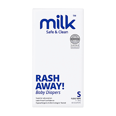 Milk Organic Baby Diaper - Small - 4to 8kg - Tape/ Velcro Milk Organic Baby Diaper - Small - 4to 8kg - Tape/ Velcro