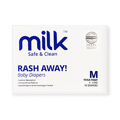 Milk Organic Baby Diaper - Medium - 6to 11kg - Pullup/ Pants Milk Organic Baby Diaper - Medium - 6to 11kg - Pullup/ Pants