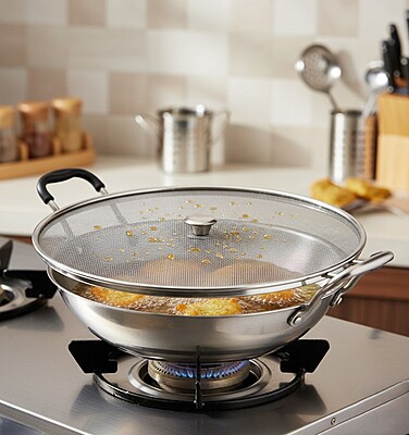 Onions Stainless Steel Splatter Screen for Frying Pan – Fine Mesh Grease Splatter Guard Lid