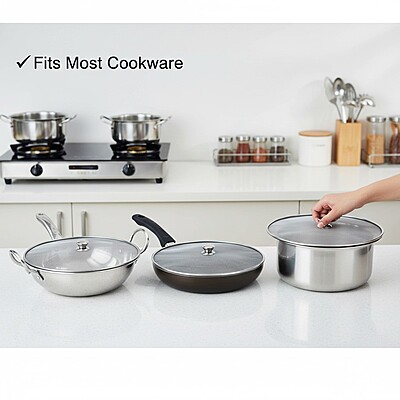 Stainless Steel Splatter Screen for Frying Pan – Heavy Duty Fine Mesh Grease Splatter Guard Lid