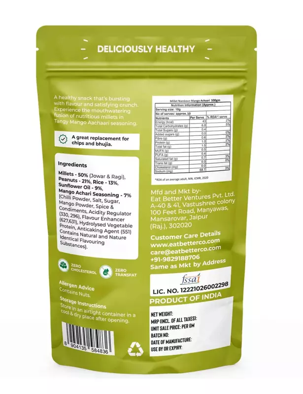 Millet Namkeen – Mango Achaari 100 gms - Eat Better