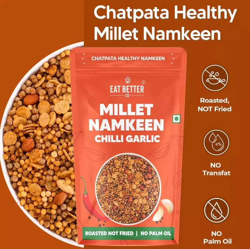 Millet Namkeen ā Chilli Garlic 100 gms - Eat Better