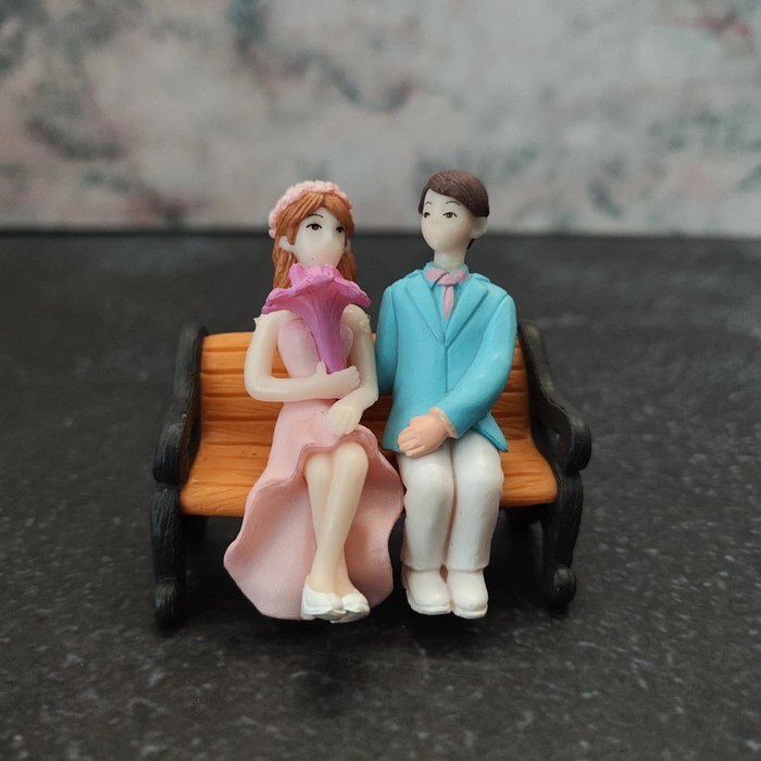 Miniature Couple Bench Sitting Toy