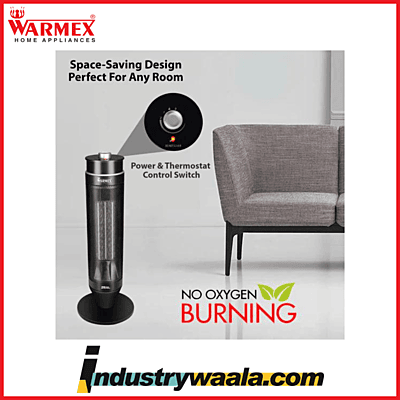 Warmex Zeal Electric PTC Tower Heater with Oscillating Feature Black 1000 2000 Watts