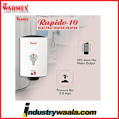 Warmex Rapido 6 IPX4 Waterproof Storage Electric Water Heater with Titanium Plus Rapid Heating Technology 6 L White 2000 Watts