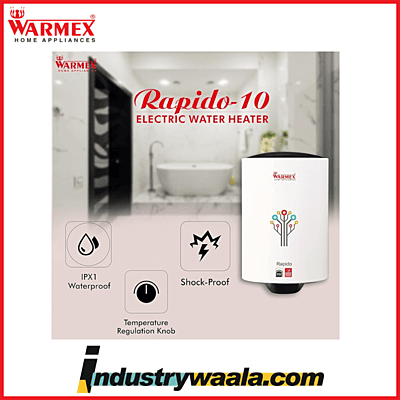 Warmex Rapido 6 IPX4 Waterproof Storage Electric Water Heater with Titanium Plus Rapid Heating Technology 6 L White 2000 Watts