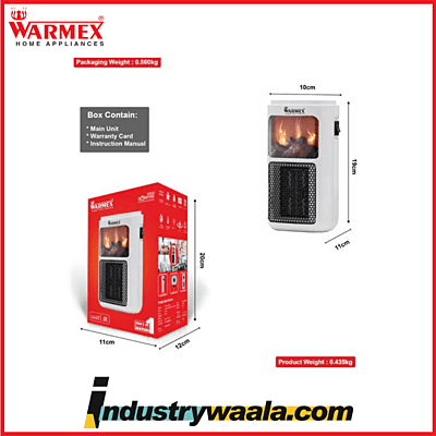Warmex 400 Watts Electric PTC Heater Wall Mount Heater Fan Heater Room Heater MINI BONFIRE with 15 45?C Variable Temperature Setting & 30 Seconds Time Lapse