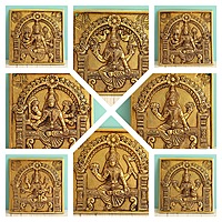 Brass Asta Lakshmi Wall Plates Set - 6.5 Inch Height