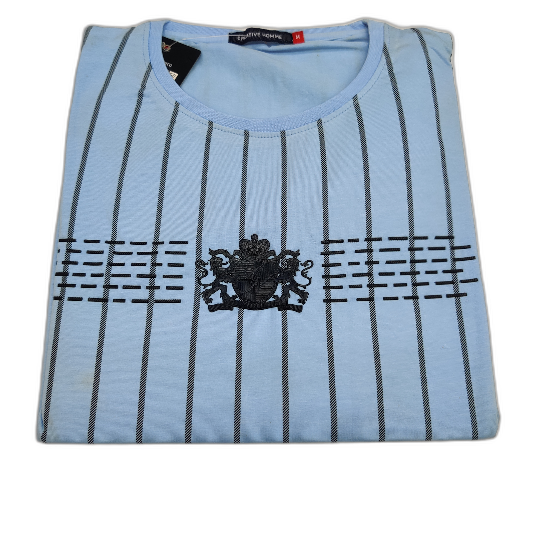 Sky Blue Printed Round Neck Tshirt