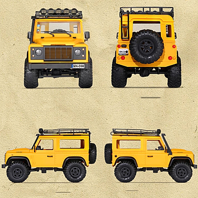 MN98 1:12 Scale 4WD RC – Land Rover Defender Camel Trophy Edition | 2.4GHz RTR Off-Road Remote Control Car - Yellow