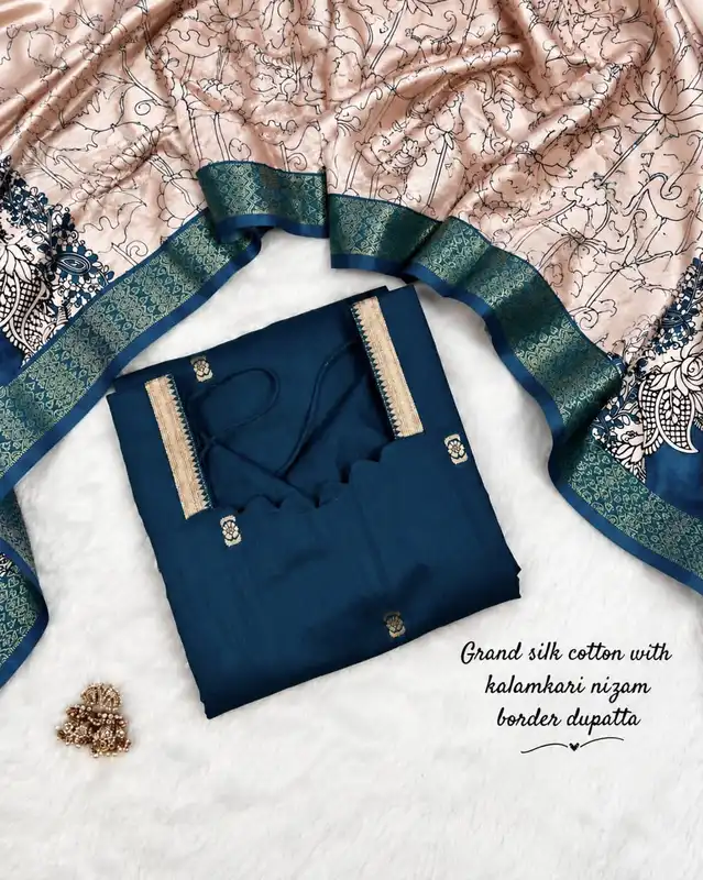 Nandini Mangalagiri Silk Cotton Top and Kalamkari Dupatta