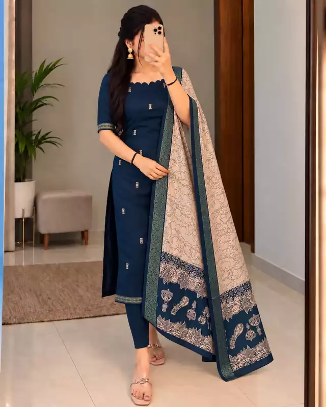 Nandini Mangalagiri Silk Cotton Top and Kalamkari Dupatta
