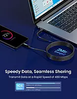 Portronics Konnect View – 100W USB-C Cable, LED Indicator, 2M Length, Fast Charging, Durable Design, Compatible with Laptops, Smartphones, Tablets, Ideal for Home and Office Use.