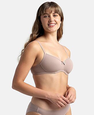 Jockey 1723 Super Combed Cotton Elastan Bra| Wirefree | Padded | Medium Coverage