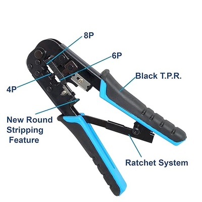 Dual Modular Crimping Tool For Network Cable Cutting Stripping/ Crimping for RJ11 8P/6P/4P /CAT5/CAT5e/CAT6/CAT6A Cables Dual Modular Crimping Tool For Network Cable Cutting Stripping/ Crimping for RJ11 8P/6P/4P /CAT5/CAT5e/CAT6/CAT6A Cables