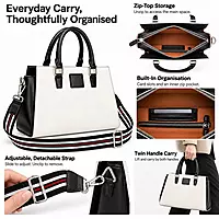 Monaca Genuine Leather Satchel Handbag Black