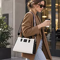 Monaca Genuine Leather Satchel Handbag Black
