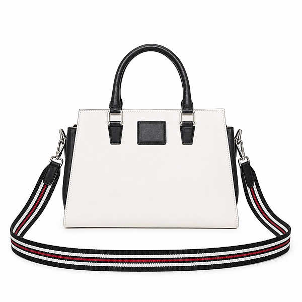 Monaca Genuine Leather Satchel Handbag Black