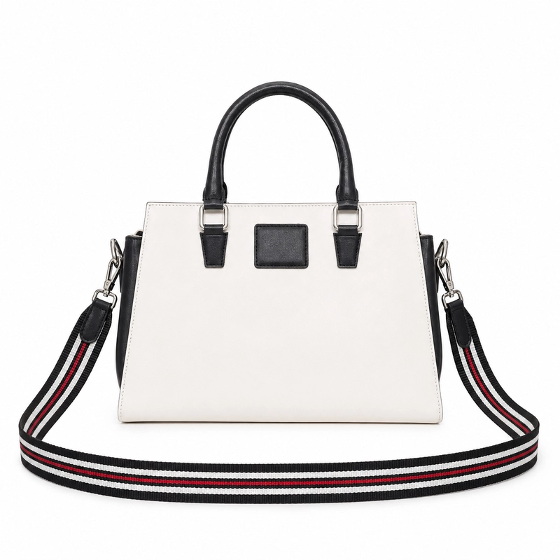 Monaca Genuine Leather Satchel Handbag Black
