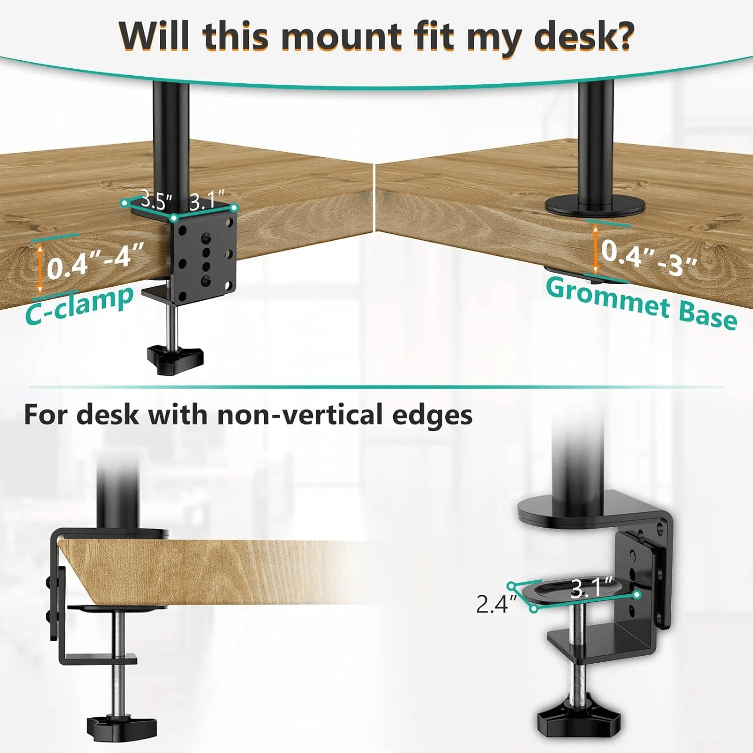 Monitor LED Stand (1x4) – Height Adjustable LED Screen Desk Mount with Screw-Type Clamp, Rotate, Tilt & Swivel Arm for 27" (68.5cm) Monitors, Heavy Duty Build Monitor LED Stand (1x4) – Height Adjustable LED Screen Desk Mount with Screw-Type Clamp, Rotate, Tilt & Swivel Arm for 27" (68.5cm) Monitors, Heavy Duty Build