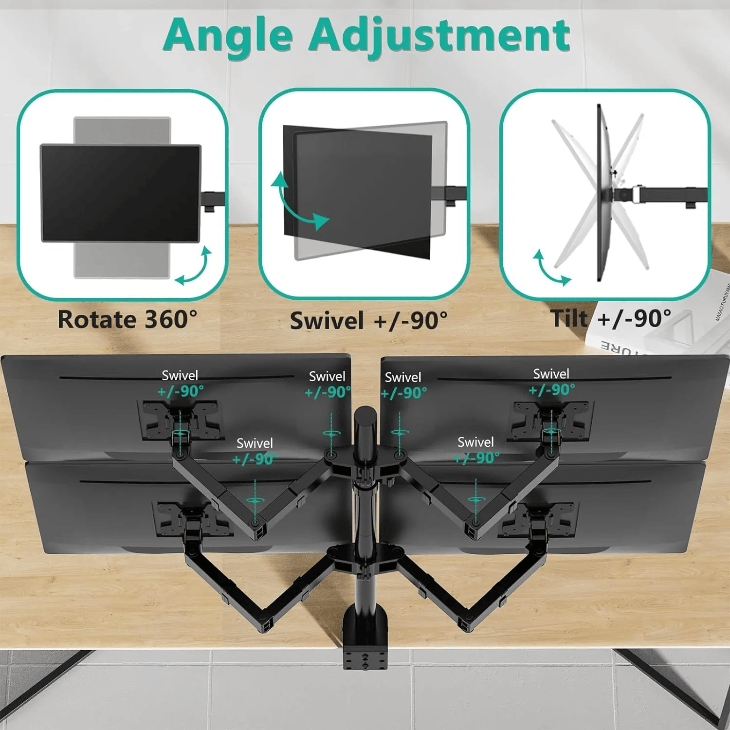 Monitor LED Stand (1x4) – Height Adjustable LED Screen Desk Mount with Screw-Type Clamp, Rotate, Tilt & Swivel Arm for 27" (68.5cm) Monitors, Heavy Duty Build Monitor LED Stand (1x4) – Height Adjustable LED Screen Desk Mount with Screw-Type Clamp, Rotate, Tilt & Swivel Arm for 27" (68.5cm) Monitors, Heavy Duty Build