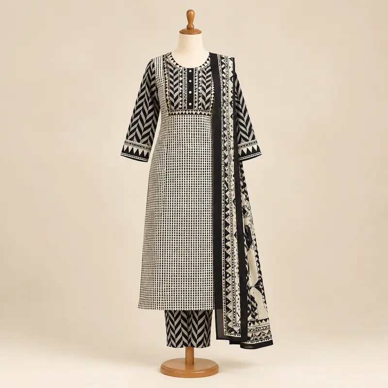 14jgoffwhite andblack kurthiset