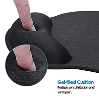 Mouse Pad with Gel Wrist Support – Comfortable & Ergonomic Design | Black