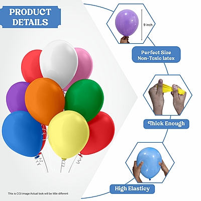 The Magic Balloons- 8" Latex Balloons - Pack of 50 - Assorted Colors Perfect for Any Occasion Holi