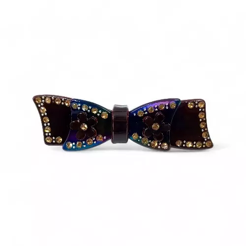Elegant Multicolored Bow Crystal Hair Barrette Clip