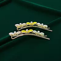 Elegant Golden Multicolor Ribbon Hair Clips for Women