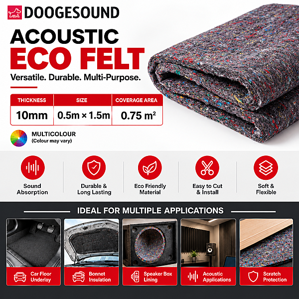 Doogesound Acoustic Eco Felt -10mm Multicolour 1.5 Mtr x 0.5 Mtr - Acoustic, Speaker Box Echo Doogesound Acoustic Eco Felt -10mm Multicolour 1.5 Mtr x 0.5 Mtr - Acoustic, Speaker Box Echo