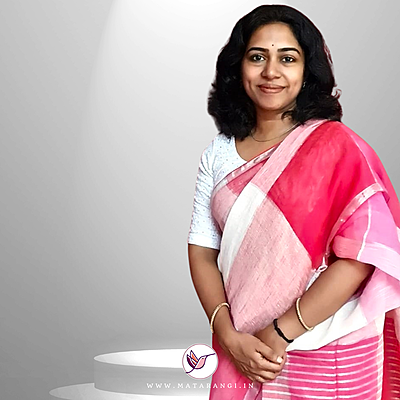 Red Multicoloured Organic Handloom Linen Saree