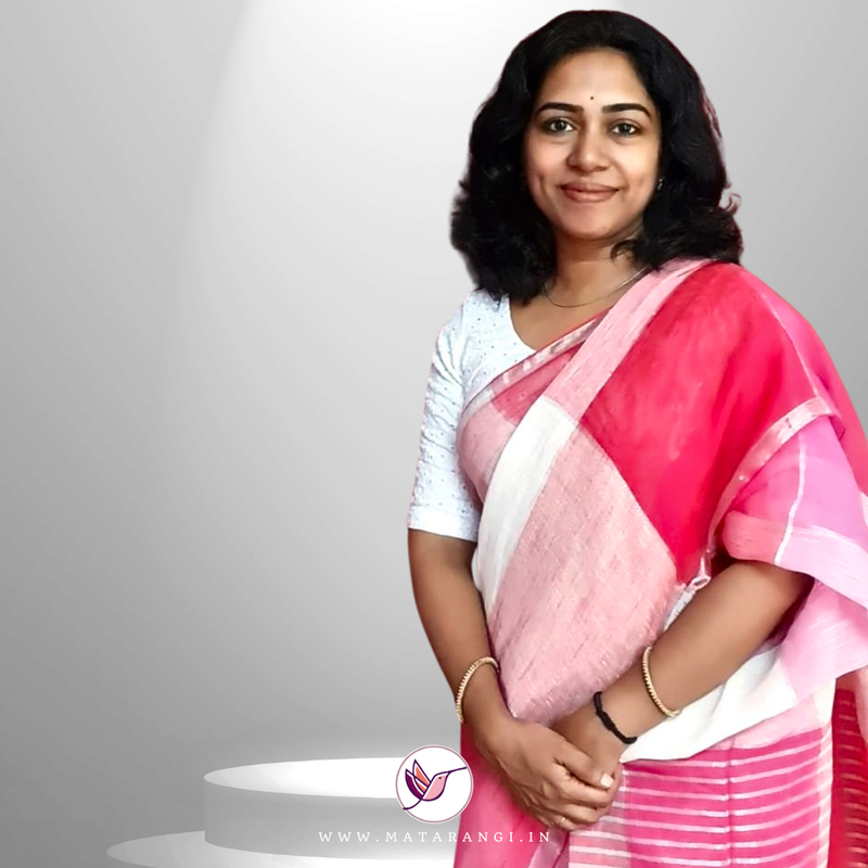 Red Multicoloured Organic Handloom Linen Saree