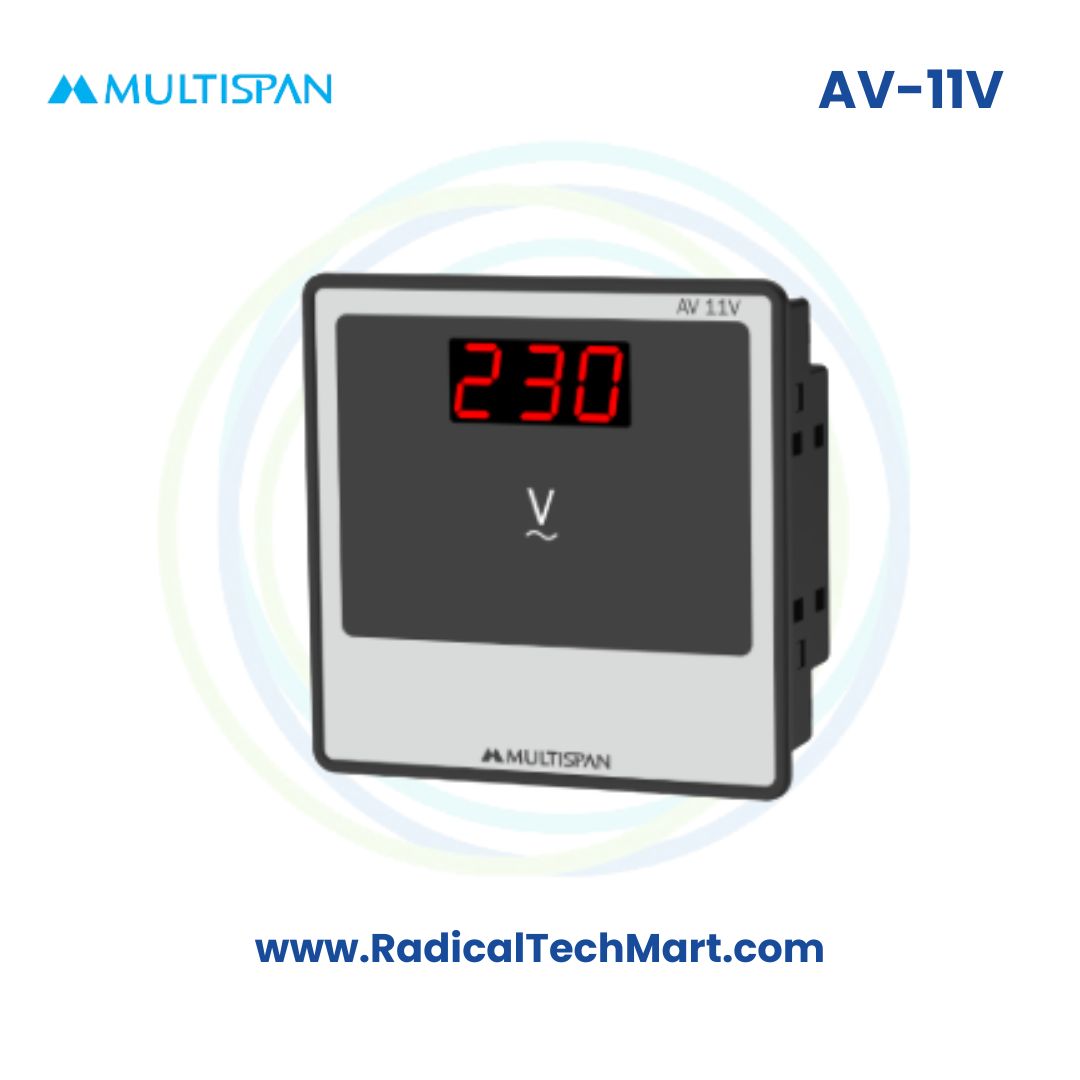 Multispan AV-V Series Digital Voltmeter | 30–500V AC | 3-Digit LED Display | Panel Mount
