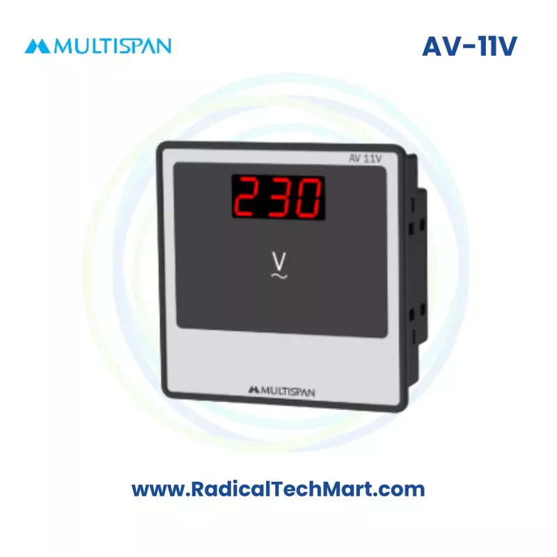 Multispan AV-V Series Digital Voltmeter | 30–500V AC | 3-Digit LED Display | Panel Mount
