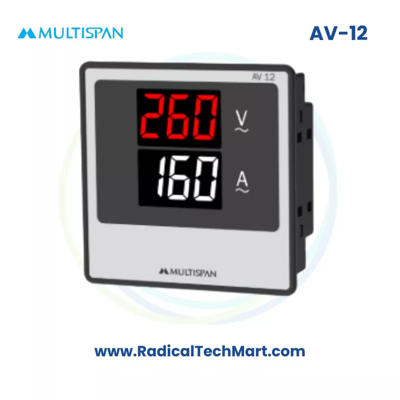 Multispan AV Series Amp + Volt Combined Meter | Dual Display | CT Programmable & 30A Direct | Panel Mount