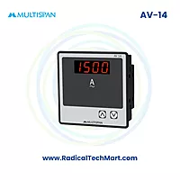 Multispan AV Series Digital Ampere Meter | Programmable CT | Single Phase | Panel Mount
