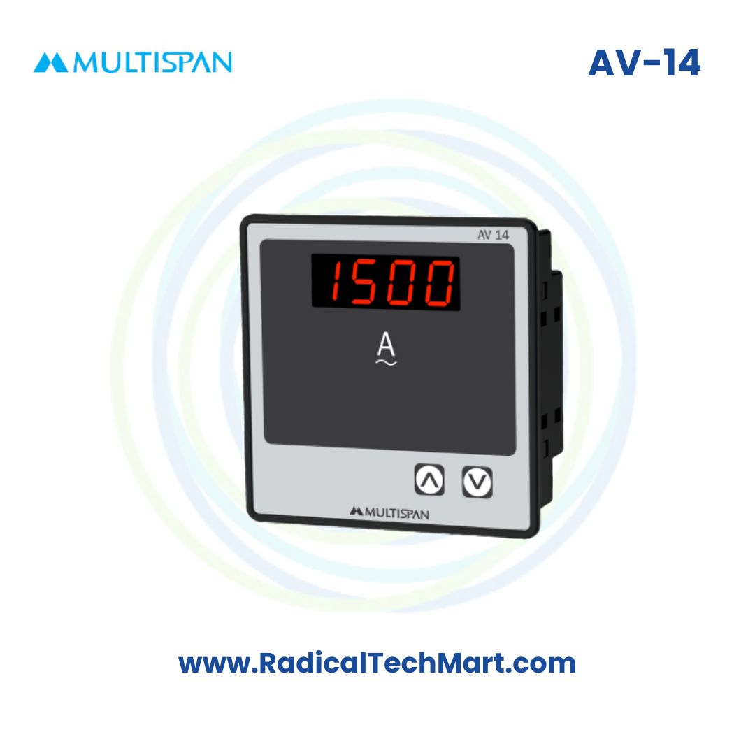 Multispan AV Series Digital Ampere Meter | Programmable CT | Single Phase | Panel Mount
