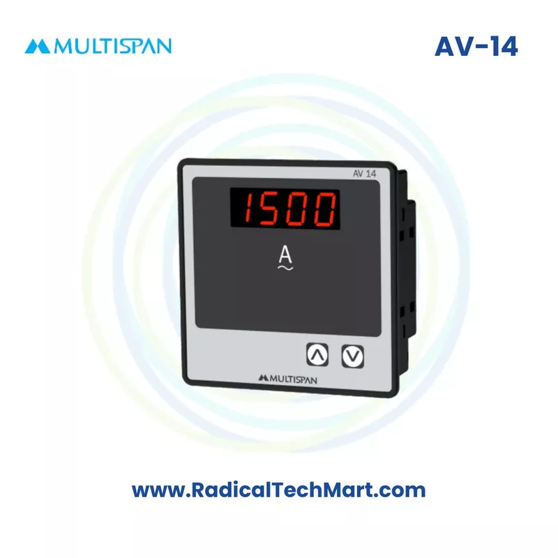 Multispan AV Series Digital Ampere Meter | Programmable CT | Single Phase | Panel Mount
