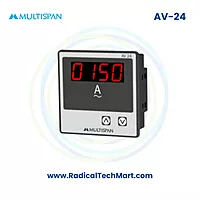 Multispan AV Series Digital Ampere Meter | Programmable CT | Single Phase | Panel Mount
