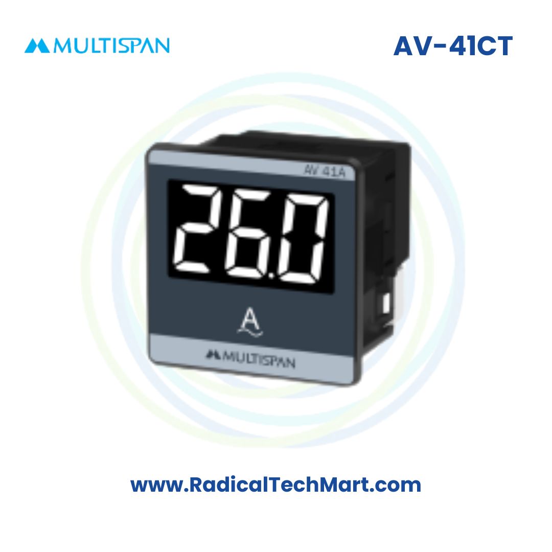 Multispan AV Series Digital Ampere Meter | Programmable CT | Single Phase | Panel Mount