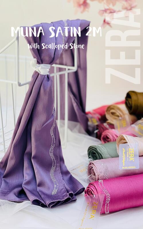 Premium Malaysian Munna Satin With Scalloped stone