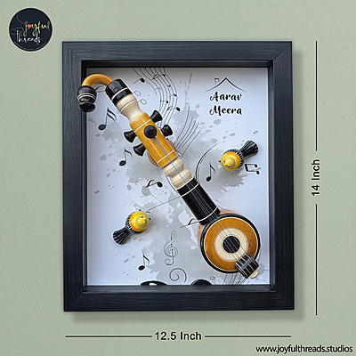 Swarnanjali - Handcrafted & Personalized Music-Themed Wall Frame - 14x12.5 Inch
