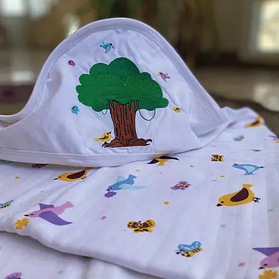 Muslin Cotton Hooded Baby Bath Towel