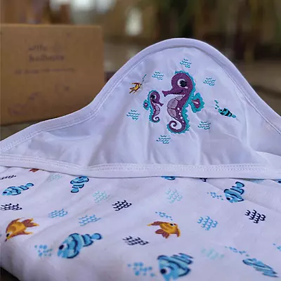 Muslin Cotton Hooded Baby Bath Towel